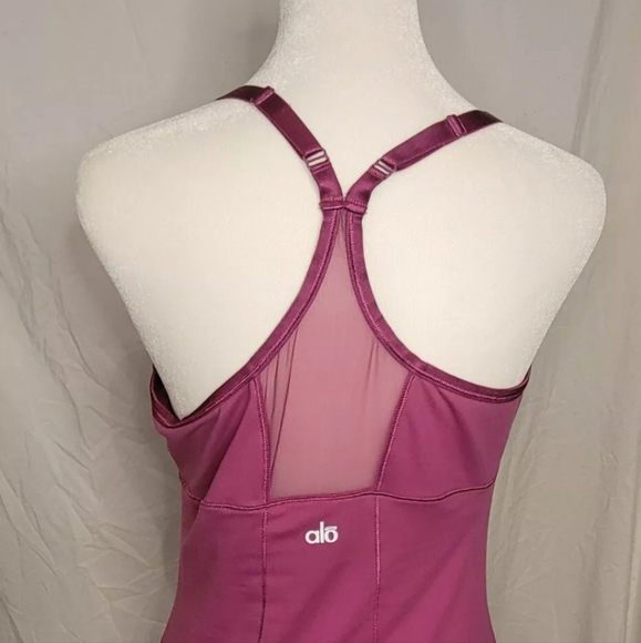ALO Yoga Rib Support Tank Top w Shelf Bra Magenta Pink size Large - Picture 6 of 7